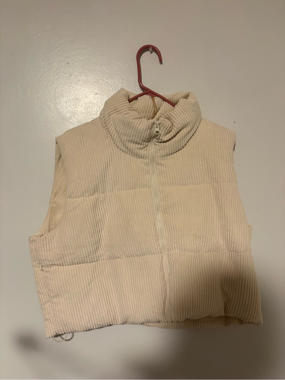 Women's Cream Corduroy Puffer Vest